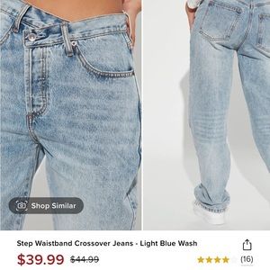 Step Waistband Crossover Jeans